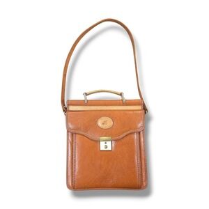 Vintage Braciano Original Brown Leather Handle/ Shoulder Strap Flat Purse